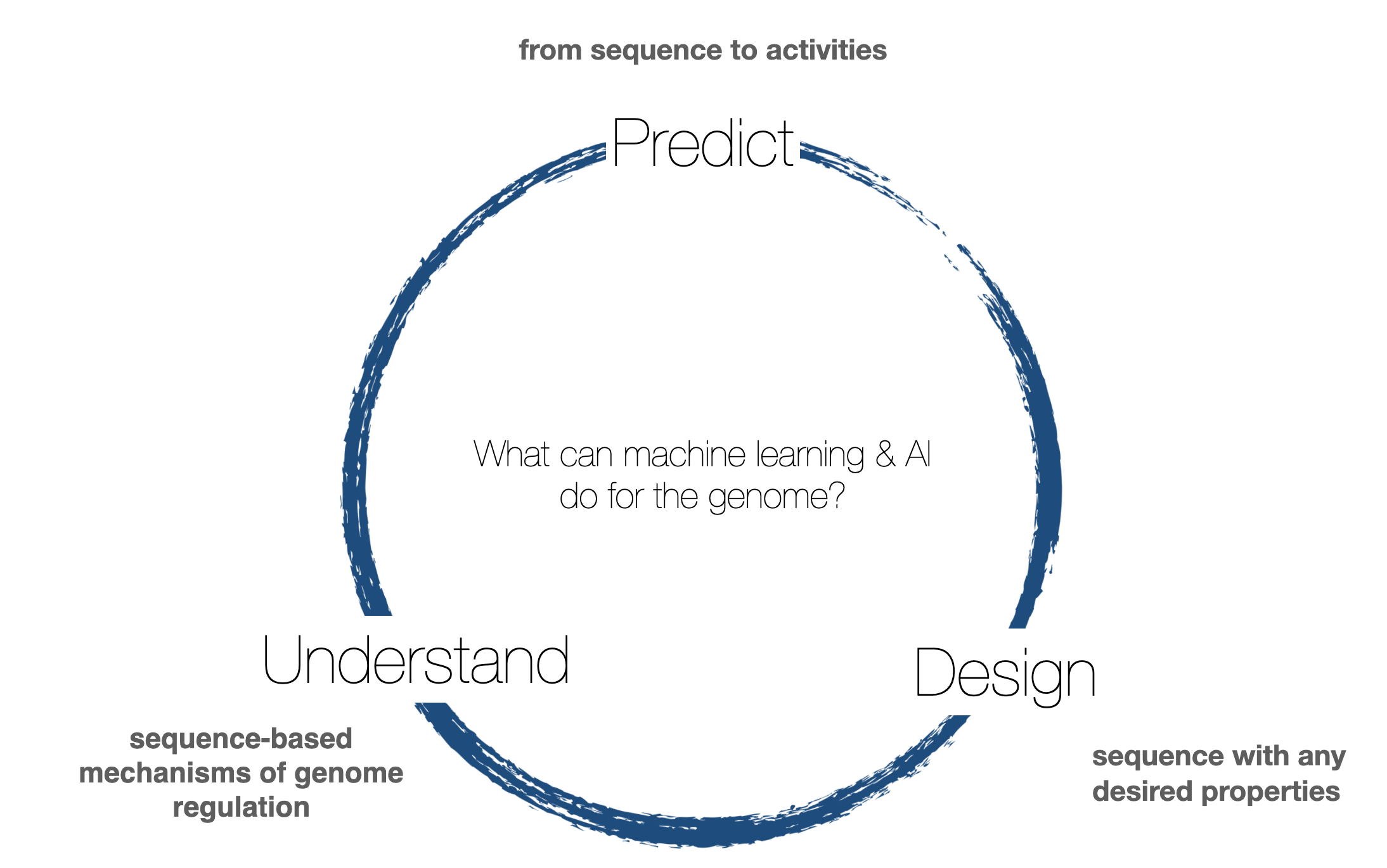 Figure summarizing prediction, understanding, and design directions.
